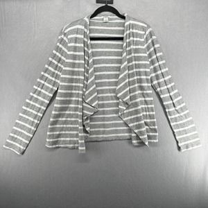 J.Crew Sweater Womens Medium Gray White Always Cascading Lightweight Top Office